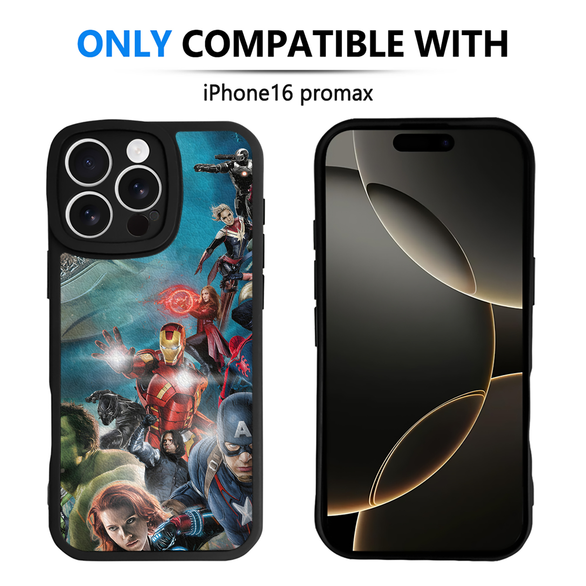 （画像用） アベンジャーズ The Avengers 【iPhone 16シリーズ対応】シリコンスマホケース（レザー調） 材質：シリコン
